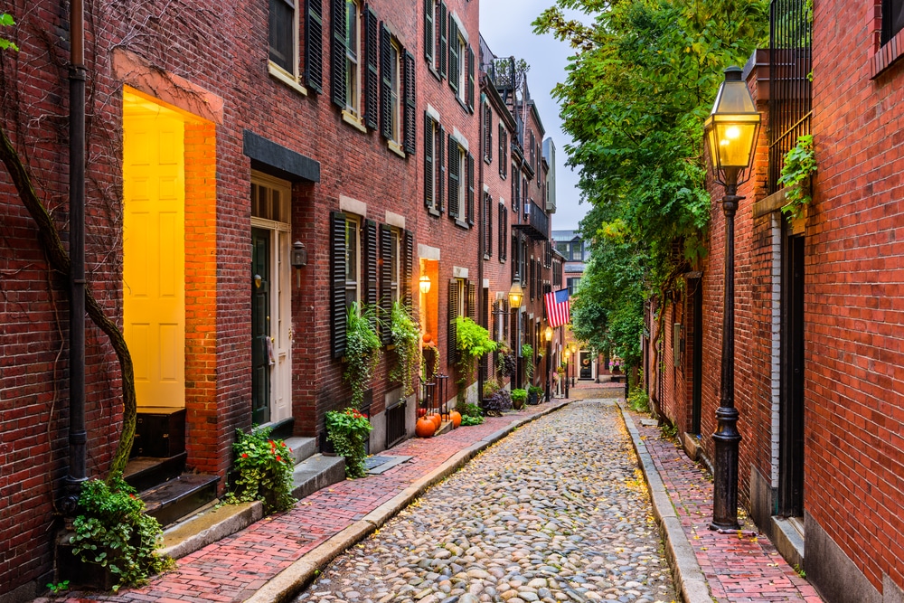 Acorn,Street,In,Boston,,Massachusetts,,Usa.