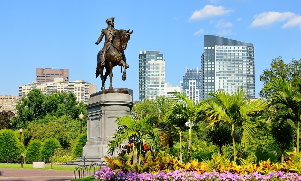 George,Washington,Statue,In,Boston,Public,Garden