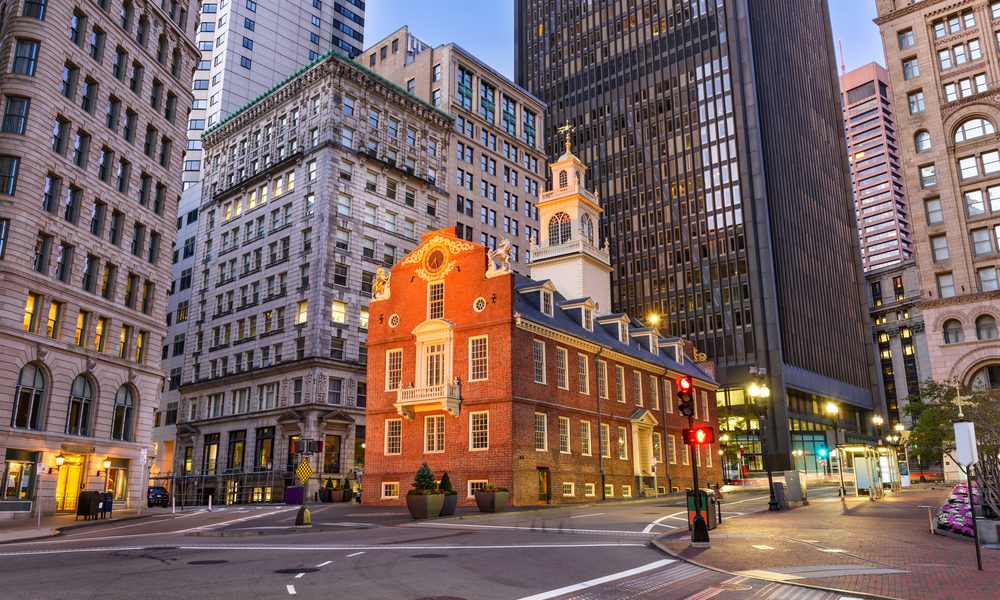 Boston,,Massachusetts,,Usa,Cityscape,At,The,Old,State,House.